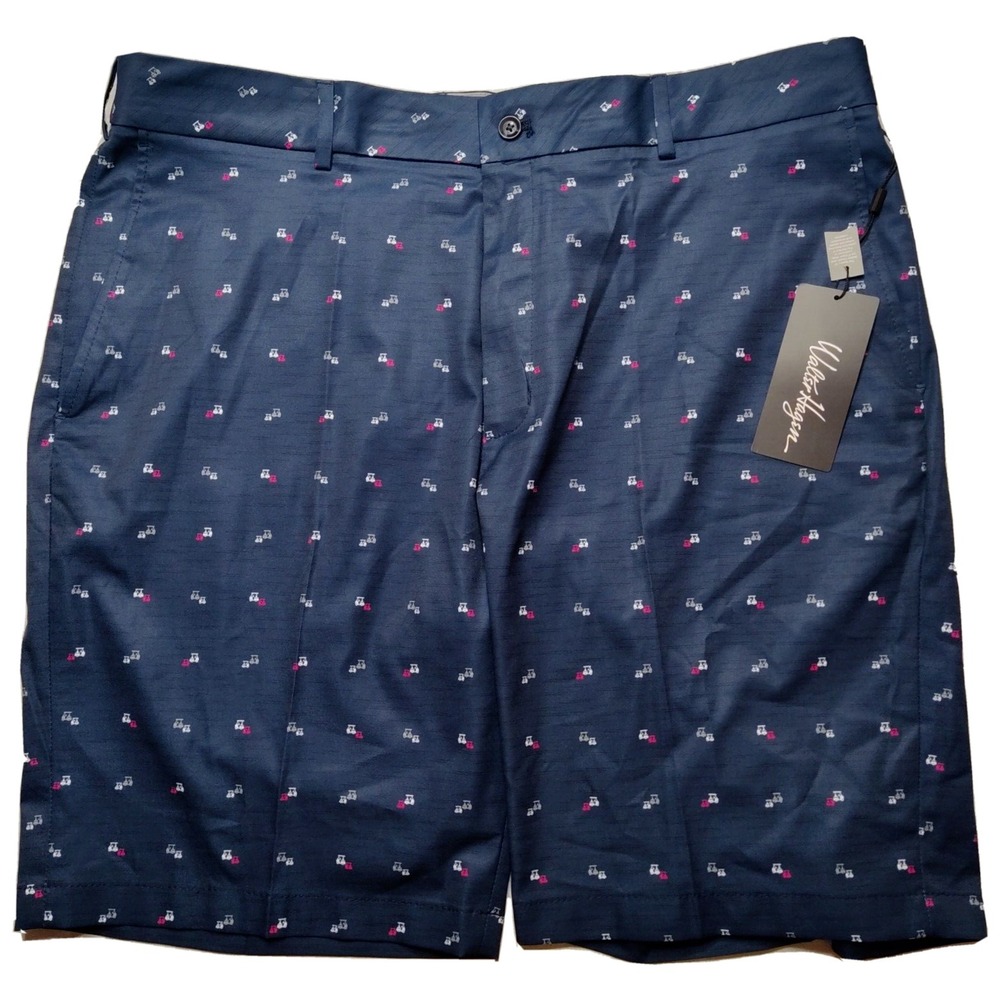 WALTER HAGEN Perfect 11 Men 40 MINI GOLF CART GEO AOP 10" Navy Shorts NEW